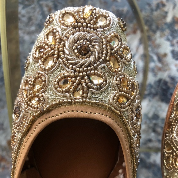 Leather / beaded ballerinas from India - Picture 2 of 4